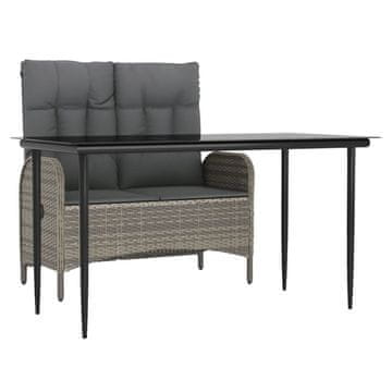 Vidaxl 2-dijelni vrtni blagovaonski set s jastucima sivi od poliratana