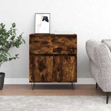 Vidaxl Komoda s ladicama, dimljeni hrast, 60x35x70 cm, materijal na bazi drva
