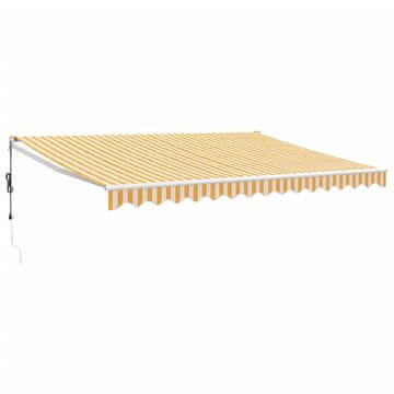 Vidaxl Automatska tenda na uvlačenje žuto-bijela 4 x 3 m