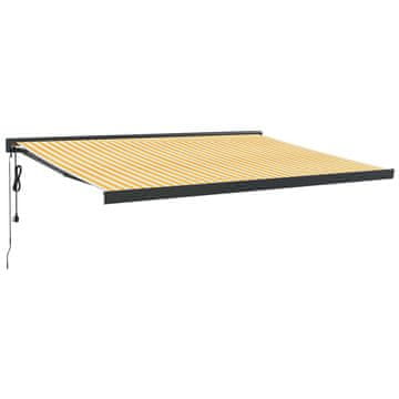 Vidaxl Tenda na uvlačenje žuto-bijela 4,5x3 m od tkanine i aluminija