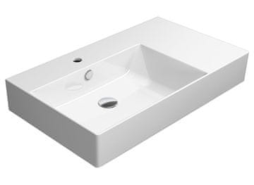 Gsi Keramički umivaonik KUBE X 80x47cm s desnim prostorom, bijeli ExtraGlaze ανθέξασθαι