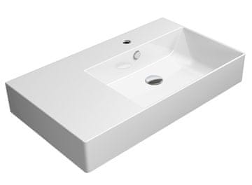 Gsi GSI KUBE X Keramički Umivaonik 80x47cm, ExtraGlaze Lijeva Površina, Bijela