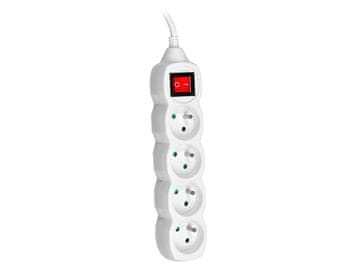 Tracer Produžni kabel PowerCord 3,0m (4 utičnice, prekidač, white)