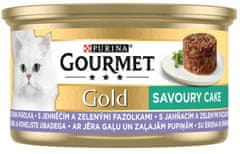 Gourmet Gold Savoury Cake pašteta za odrasle mačke, s janjetinom i zelenim grahom, 24 x 85 g