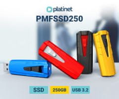 Platinet PMFSSD250 prijenosni SSD disk, 250GB, USB 3.2 Gen2, 1000MB/s, crni