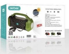 Aerbes FM Bluetooth solarni zvučnik sa svjetiljkom CRNI