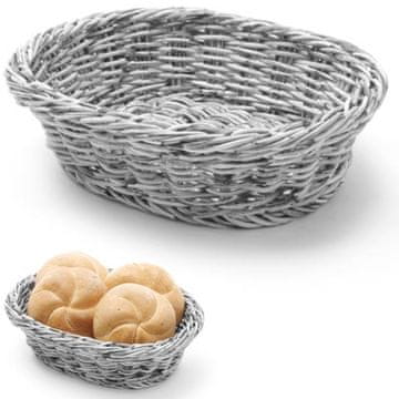 Hendi Ovalna košara za kruh od polipropilena, siva, 250x190x65 mm - 426616