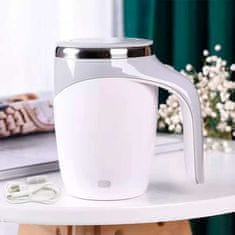 Netscroll Termo šalica s gumbom za miješanje napitaka, 400 ml, za kavu, čaj ili kakao, automatsko miješanje, praktičan poklon za ured i putovanja, protein napitak, MixMug 