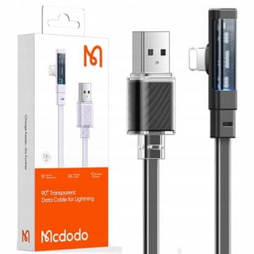 INNA Mcdodo Kutnji Usb Lightning Ravni Kabel 36W Za Iphone 12 13 14 Crni 2M