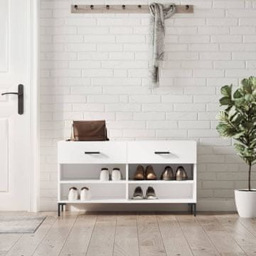 Vidaxl Klupa s prostorom za odlaganje cipela visoki sjaj bijela 102x35x55 cm