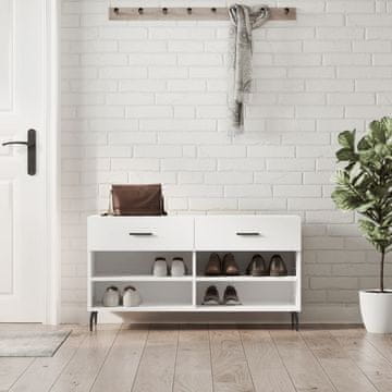 Vidaxl Klupa s prostorom za odlaganje cipela visoki sjaj bijela 102x35x55 cm