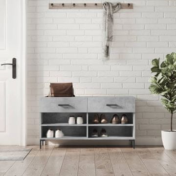 Vidaxl Klupa s prostorom za cipele, betonsko-siva, 102 x 35 x 55 cm