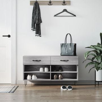 Vidaxl Klupa s prostorom za odlaganje cipela, siva sonoma hrast, 102x35x55 cm
