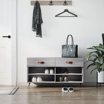 Vidaxl Klupa s prostorom za odlaganje cipela, siva sonoma hrast, 102x35x55 cm