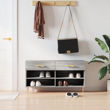 Vidaxl Klupa s prostorom za odlaganje cipela, siva sonoma hrast, 102x35x55 cm