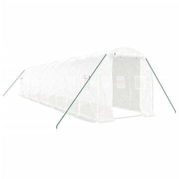 Vidaxl Staklenik s čeličnim okvirom bijeli 20 m² 10 x 2 x 2 m