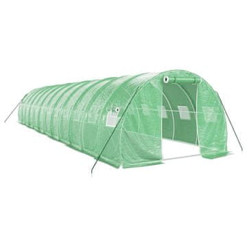Vidaxl Staklenik s čeličnim okvirom zeleni 36 m² 12 x 3 x 2 m