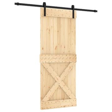 Vidaxl Klizna vrata s priborom za montažu 85 x 210 cm masivna borovina