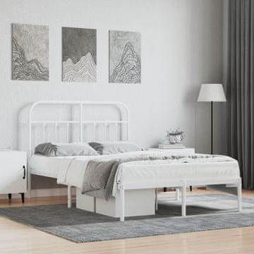 Vidaxl Metalni okvir kreveta s uzglavljem bijeli 120x190 cm