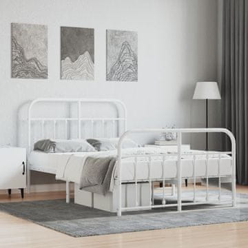 Vidaxl Metalni okvir kreveta s uzglavljem i podnožjem bijeli 120x190 cm