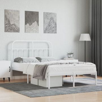 Vidaxl Metalni okvir kreveta s uzglavljem bijeli 120x200 cm