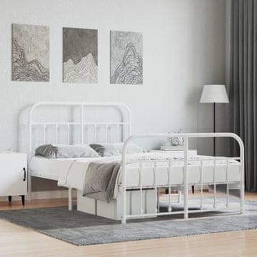 Vidaxl Metalni okvir kreveta s uzglavljem i podnožjem bijeli 120x200 cm