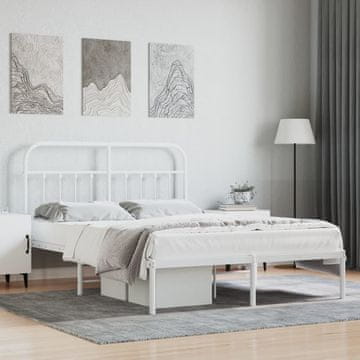 Vidaxl Metalni okvir kreveta s uzglavljem bijeli 135x190 cm