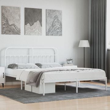 Vidaxl Metalni okvir kreveta s uzglavljem bijeli 183x213 cm