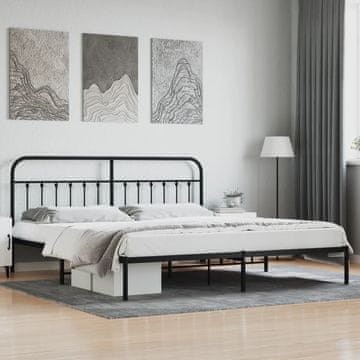 Vidaxl Metalni okvir kreveta s uzglavljem crni 193x203 cm