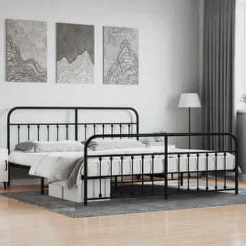 Vidaxl Metalni okvir kreveta s uzglavljem i podnožjem crni 200x200 cm