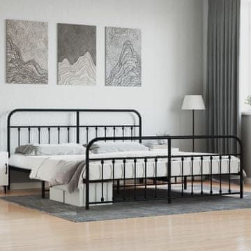 Vidaxl Metalni okvir kreveta s uzglavljem i podnožjem crni 193x203 cm