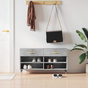 Vidaxl Klupa s prostorom za cipele, betonsko-siva, 102 x 35 x 55 cm