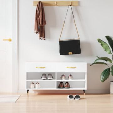 Vidaxl Klupa s prostorom za odlaganje cipela, bijela, 102 x 35 x 55 cm