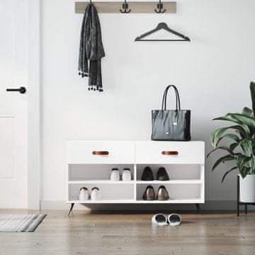 Vidaxl Klupa s prostorom za odlaganje cipela, bijela, 102 x 35 x 55 cm