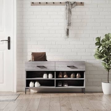 Vidaxl Klupa s prostorom za odlaganje cipela, siva sonoma hrast, 102x35x55 cm