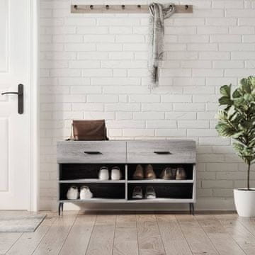 Vidaxl Klupa s prostorom za odlaganje cipela, siva sonoma hrast, 102x35x55 cm