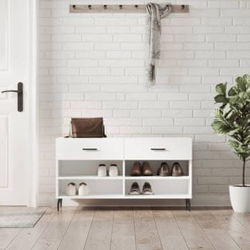 Vidaxl Klupa s prostorom za odlaganje cipela, bijela, 102 x 35 x 55 cm