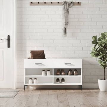 Vidaxl Klupa s prostorom za odlaganje cipela, bijela, 102 x 35 x 55 cm