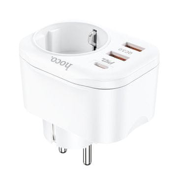 Hoco NS3 punjač 2x USB QC3 3A / USB-C 20W PD + vtičnica, bijela