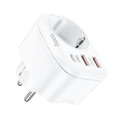 Hoco NS3 punjač 2x USB QC3 3A / USB-C 20W PD + vtičnica, bijela