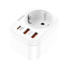 Hoco NS3 punjač 2x USB QC3 3A / USB-C 20W PD + vtičnica, bijela