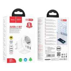 Hoco NS3 punjač 2x USB QC3 3A / USB-C 20W PD + vtičnica, bijela
