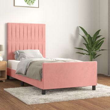 Vidaxl Okvir kreveta s uzglavljem roza 90x190 cm baršun