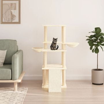 Vidaxl Grebalica za mačke sa sisal stupićima, krem, 133 cm