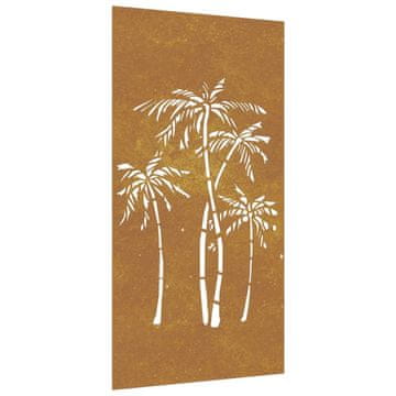 Vidaxl Vrtni zidni ukras 105 x 55 cm čelik COR-TEN s uzorkom palme