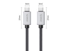 Orico kabel, USB-C na USB-C, USB4, 40Gb/s, 240W PD, 8K 60Hz, 1,5m, aluminij (240A3-40-15-BK-BP)