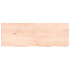 Vidaxl Zidna polica 140x50x(2-4) cm neobrađena masivna hrastovina