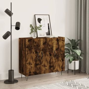 Vidaxl Ormarić dimljeni hrast 90x34x80 cm Materijal na bazi drva