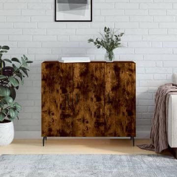 Vidaxl Ormarić dimljeni hrast 90x34x80 cm Materijal na bazi drva