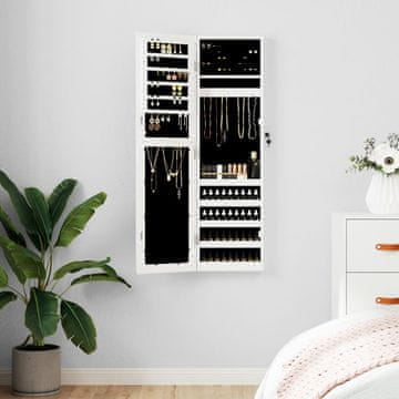 Vidaxl Viseći ormarić za nakit s ogledalom bijeli 30x8,5x106 cm